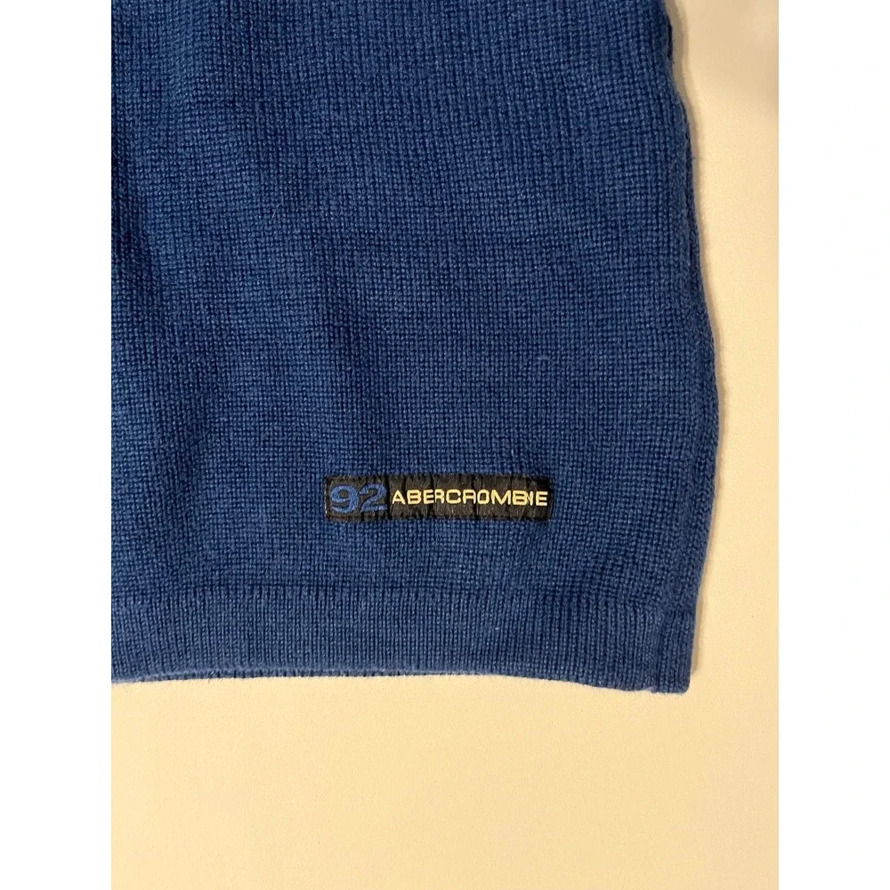 VTG Y2K Abercrombie‎ Fitch Mens Sweater Blue Heavy Knit L Chunky Dad Preppy